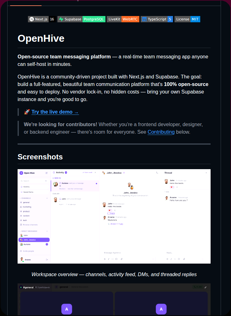 Arsenehuot Openhive screenshot