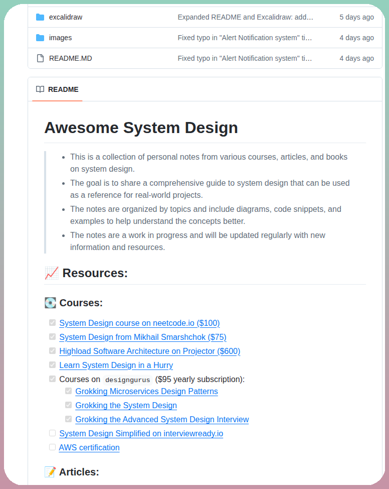 Linnykoleh Awesome System Design screenshot