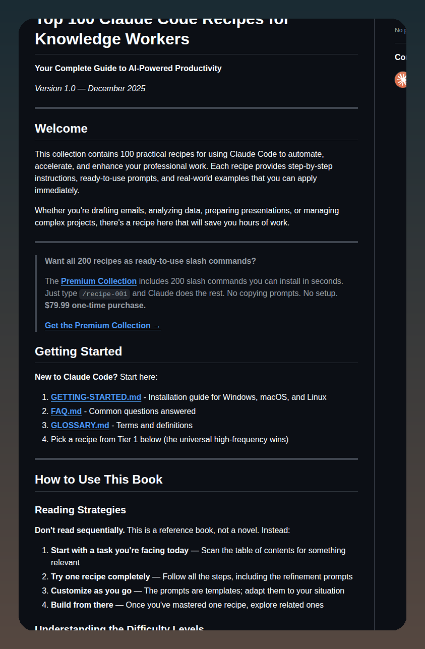 Sgharlow Claude Code Recipes screenshot
