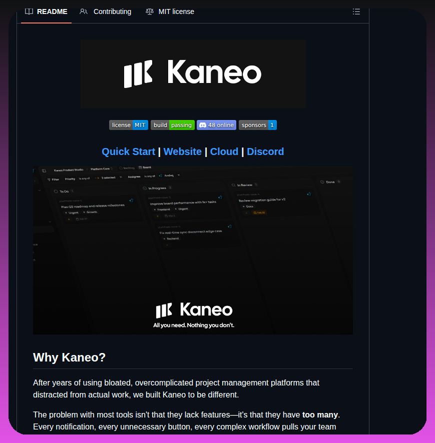 Usekaneo Kaneo screenshot