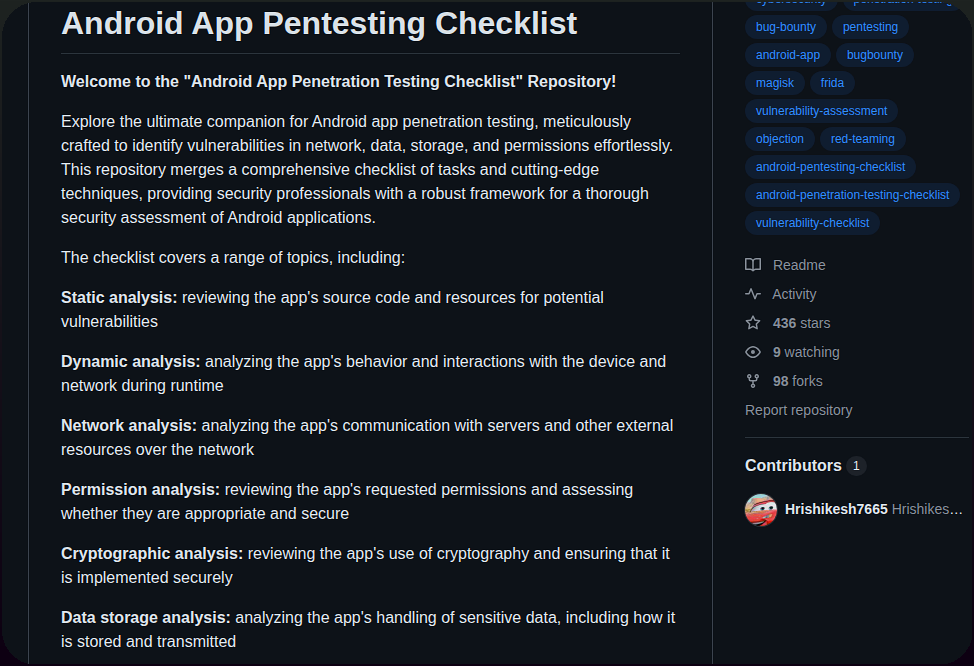 Hrishikesh7665 Android Pentesting Checklist screenshot