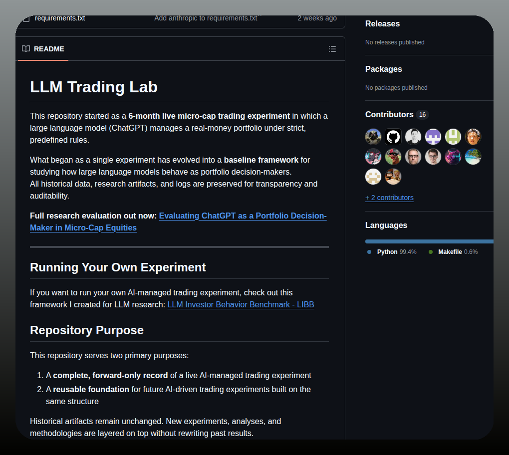 Luckyone7777 Chatgpt Micro Cap Experiment screenshot