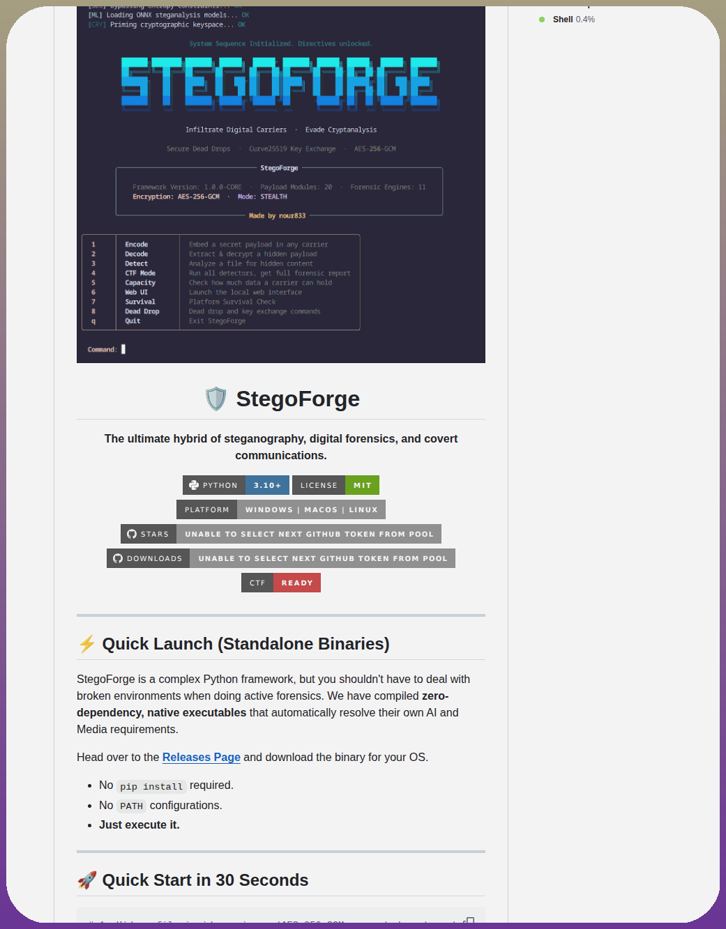 Nour833 Stegoforge screenshot