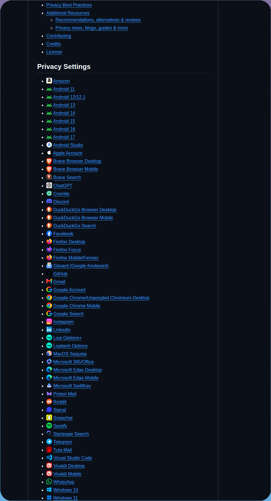 Stellarsand Privacy Settings screenshot