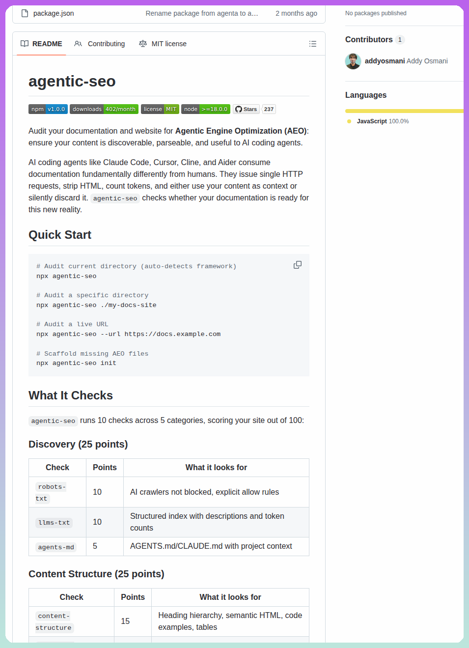 Addyosmani Agentic Seo screenshot