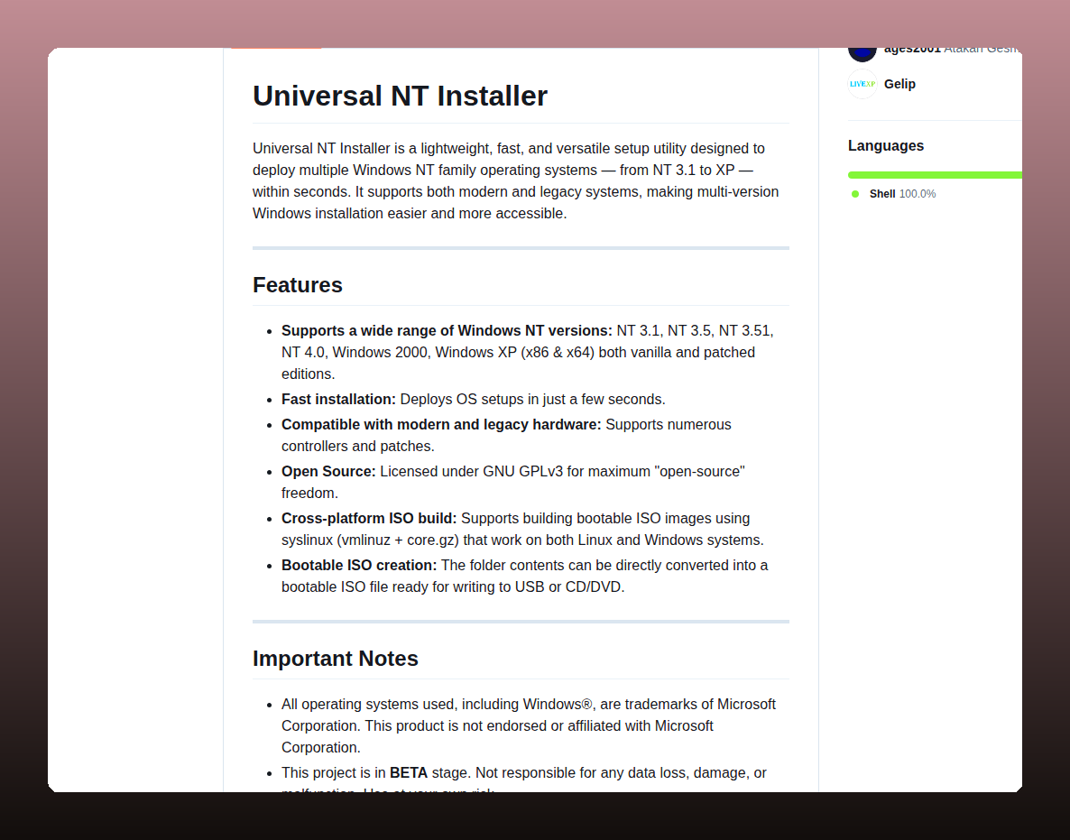 Ages2001 Universal Nt Installer screenshot