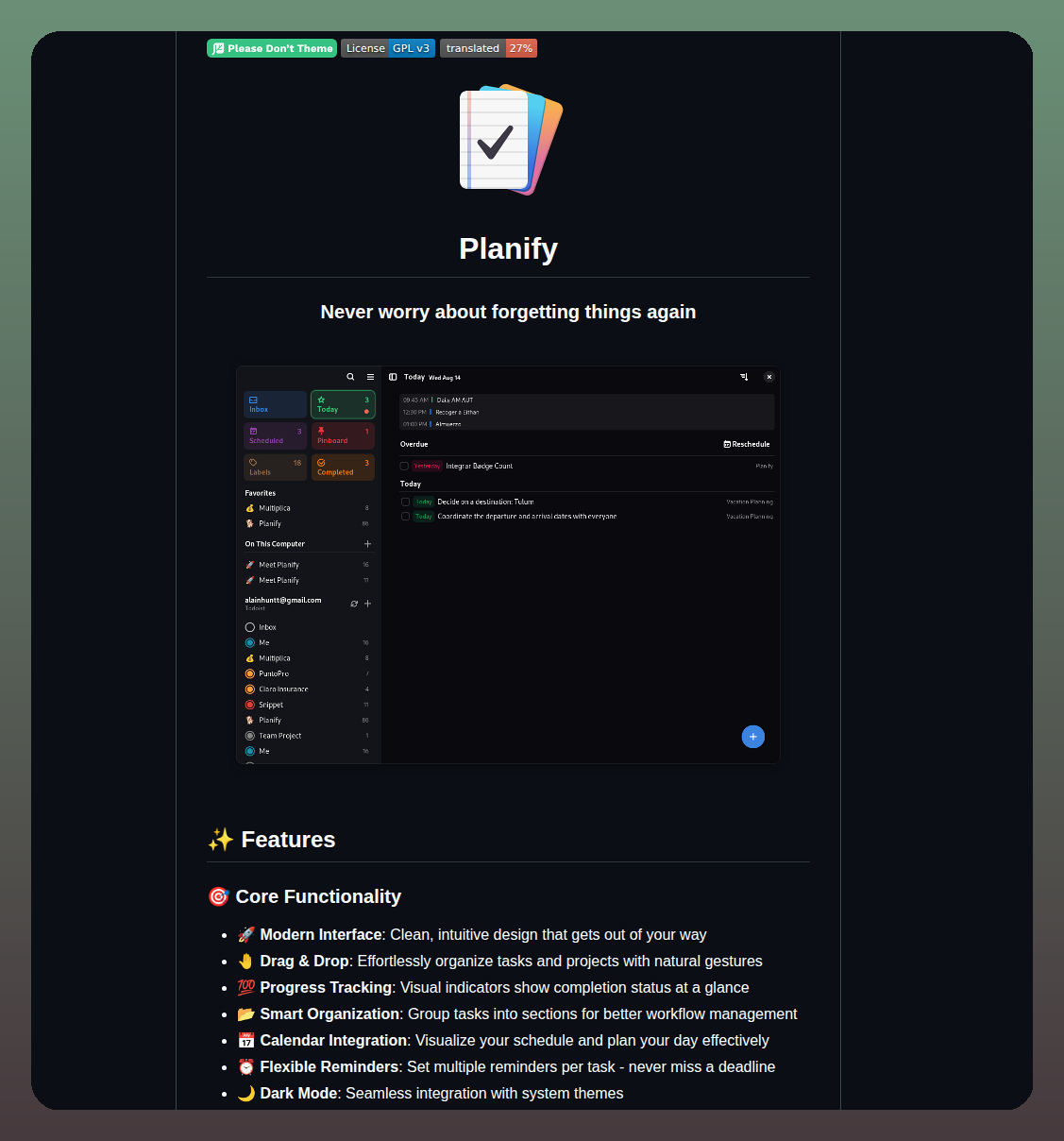Alainm23 Planify screenshot