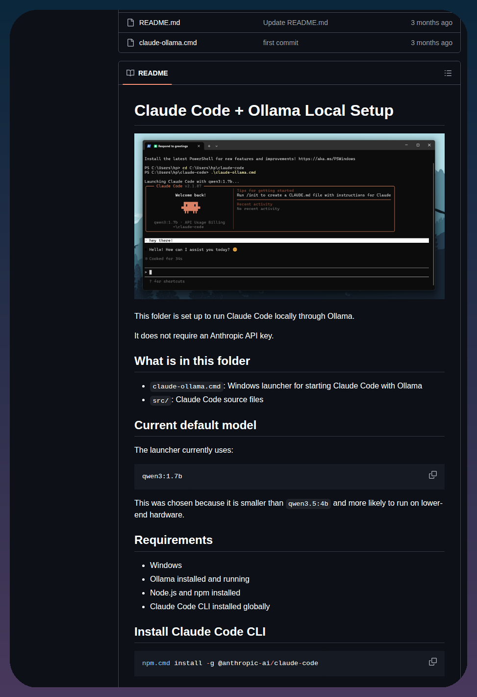 Emilycodes Cmd Claude Code Ollama Local screenshot