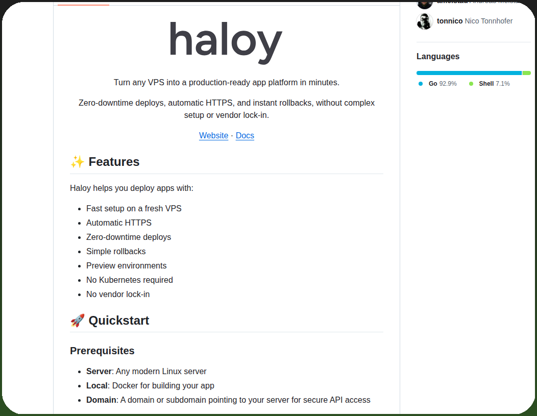 Haloydev Haloy screenshot