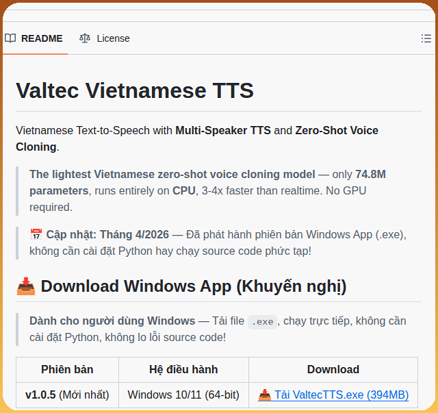 Tronghieuit Valtec Tts screenshot