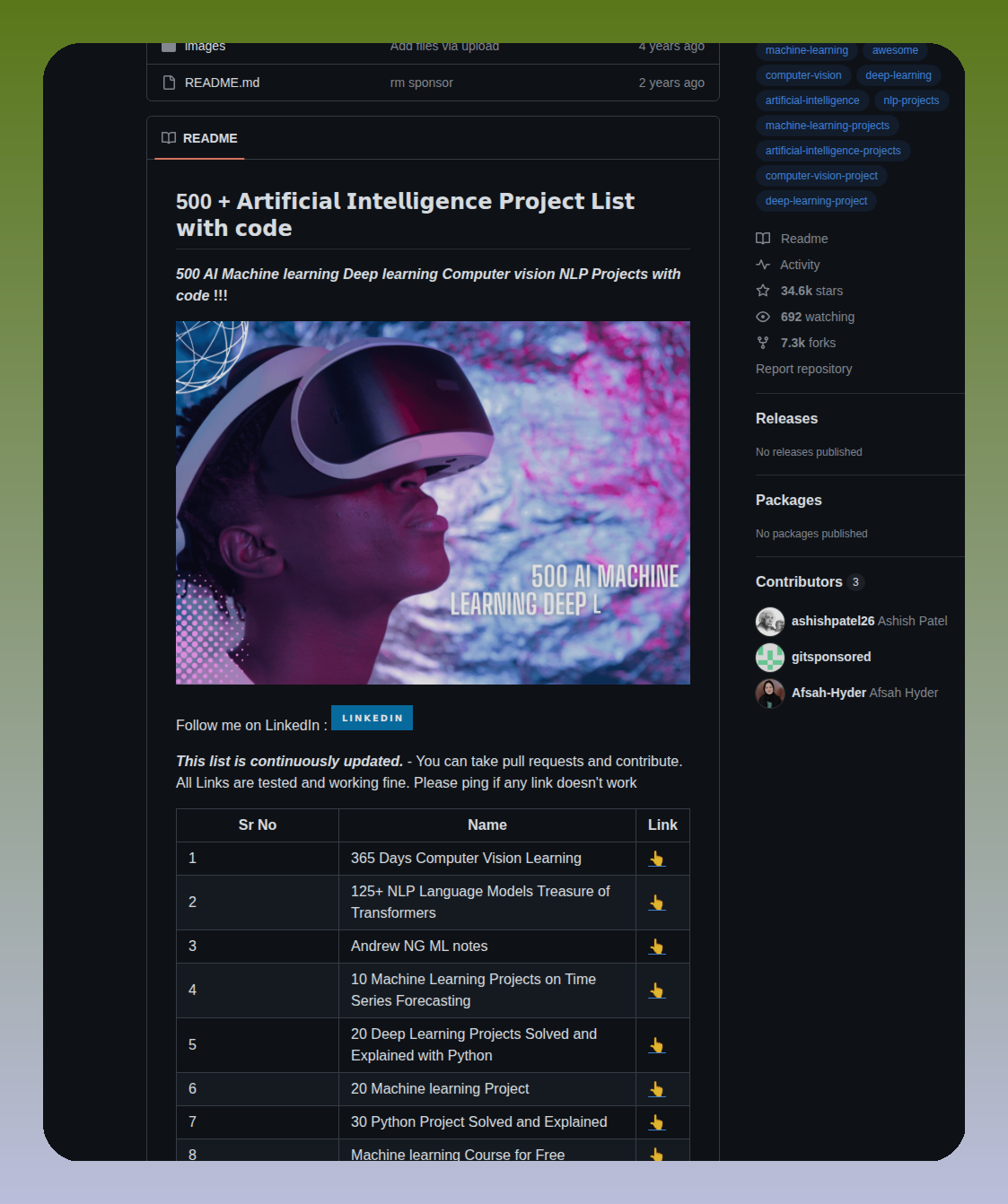 Ashishpatel26 500 Ai Machine Learning Deep Learning Computer Vision Nlp Projects With Code screenshot