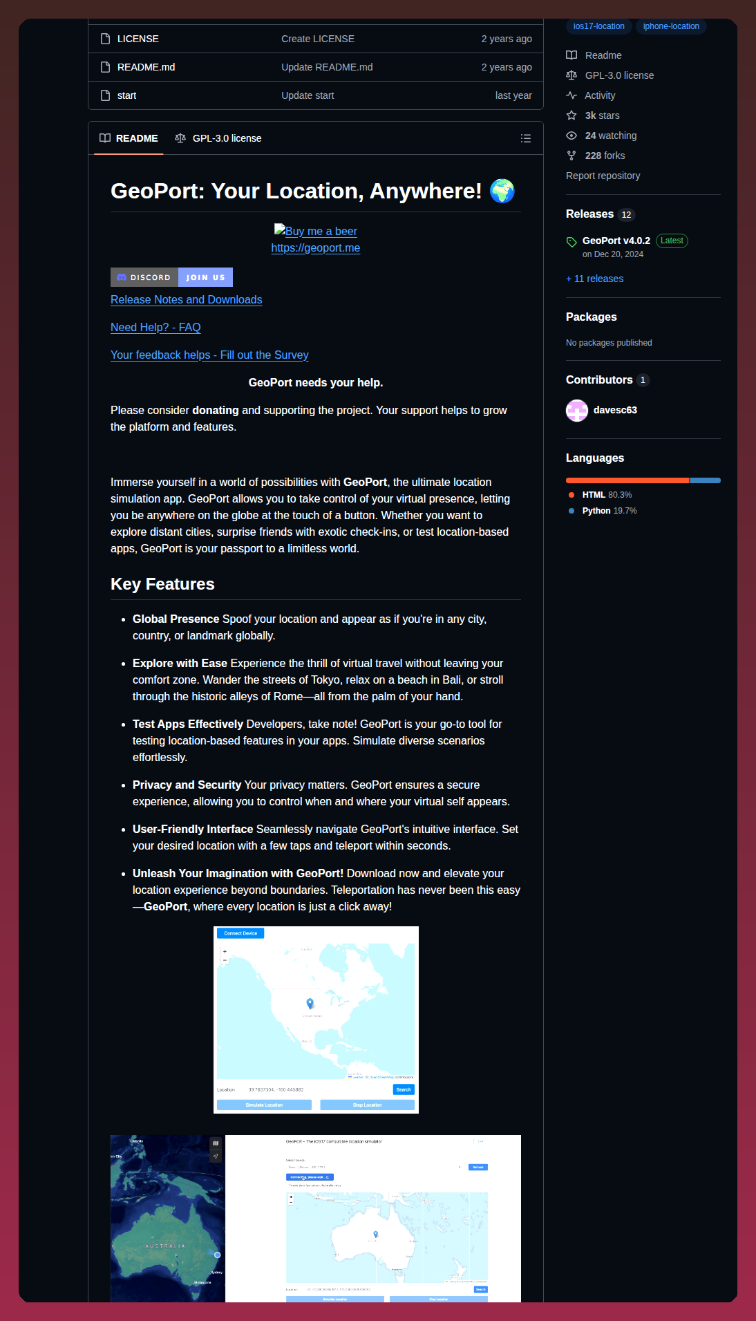 Davesc63 Geoport screenshot