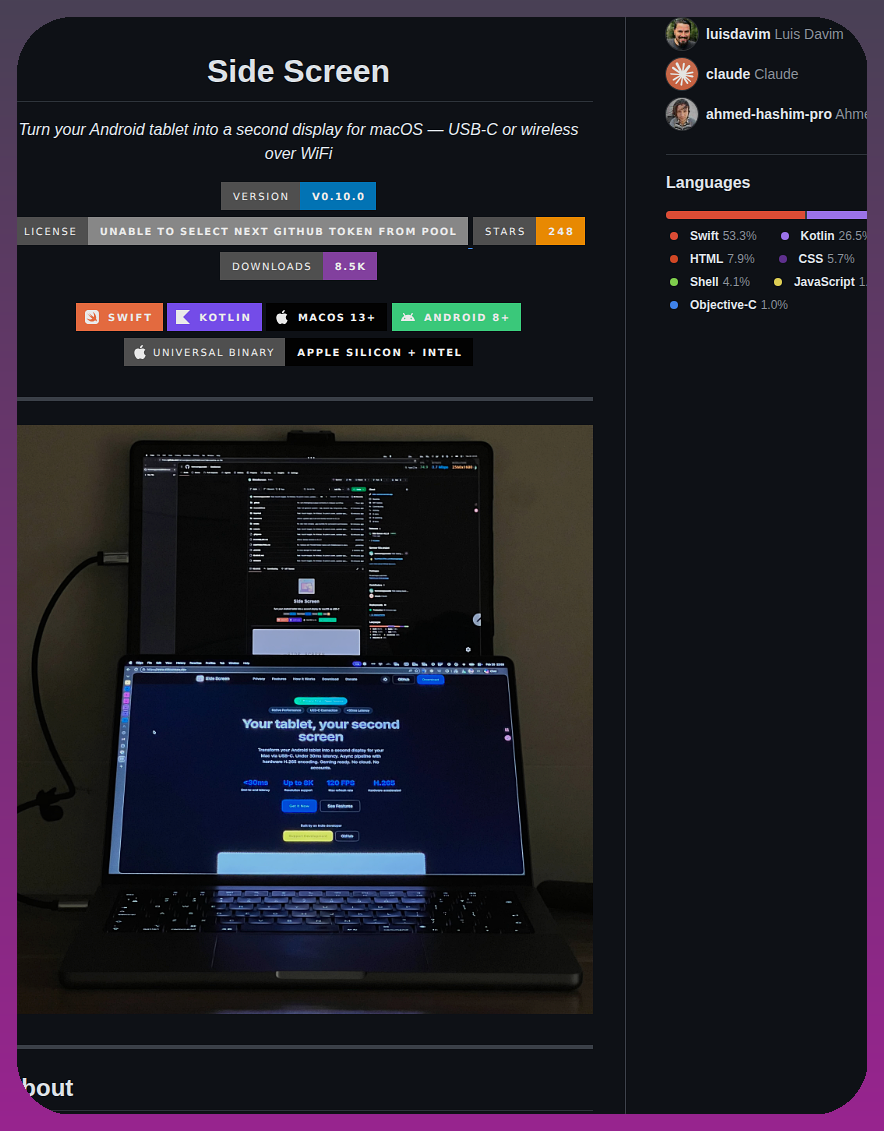 Tranvuongquocdat Sidescreen screenshot