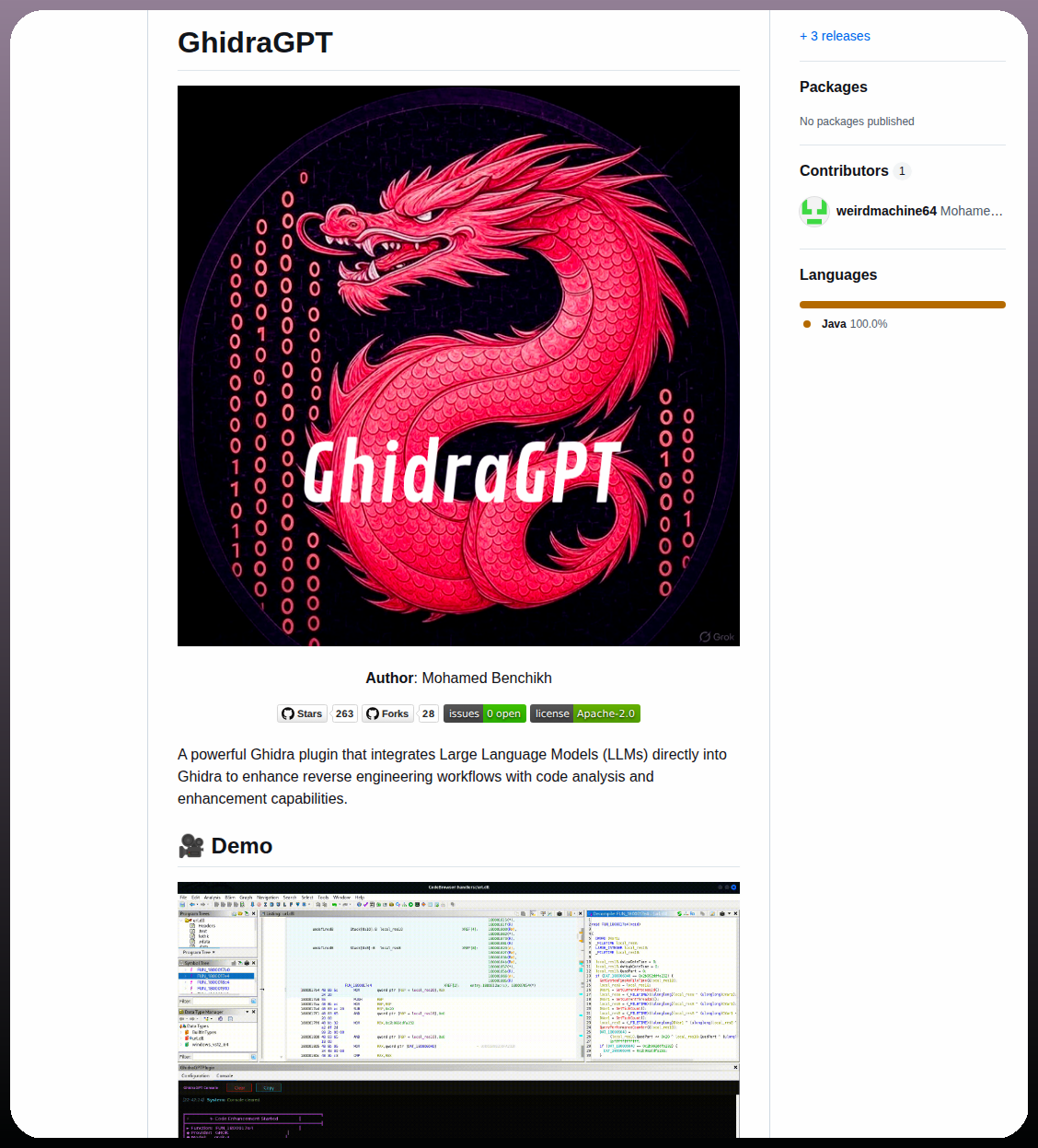 Weirdmachine64 Ghidragpt screenshot