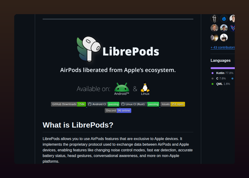 Kavishdevar Librepods screenshot