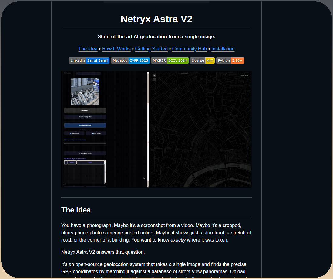 Sparkyniner Netryx Astra V2 Geolocation Tool screenshot