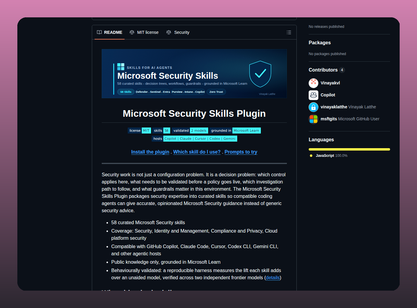Vinayaklatthe Microsoft Security Skills screenshot