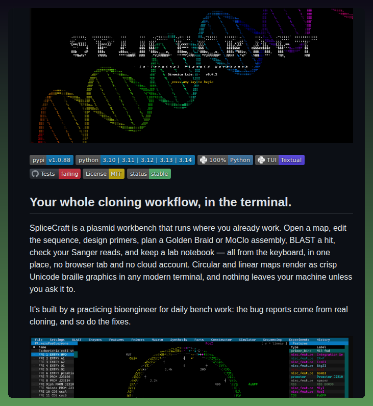 Binomica Labs Splicecraft screenshot