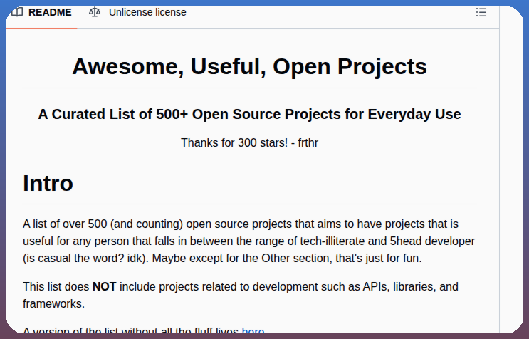 Furthir Awesome Useful Projects screenshot