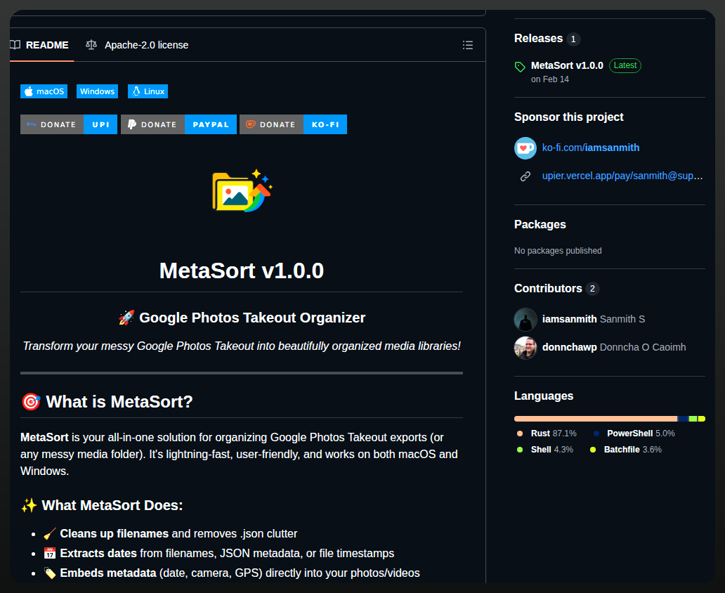 Iamsanmith Metasort screenshot
