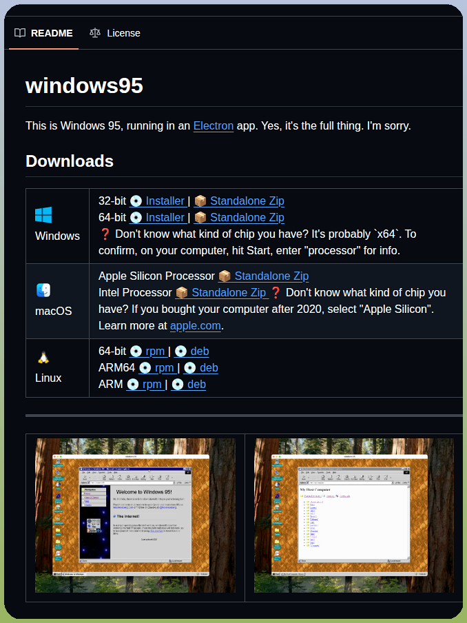 Felixrieseberg Windows95 screenshot
