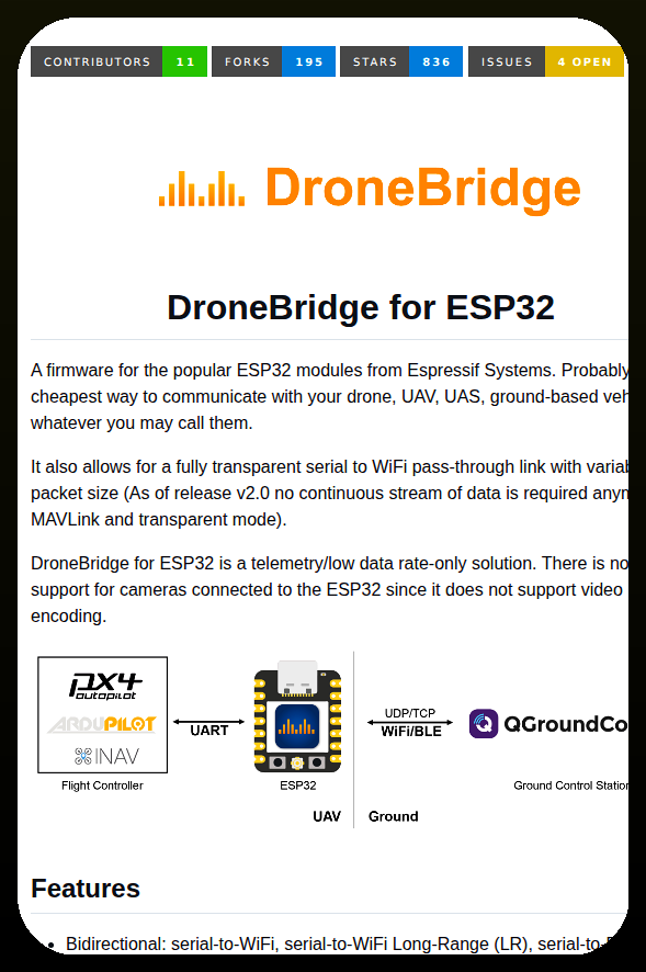 Dronebridge Esp32 screenshot