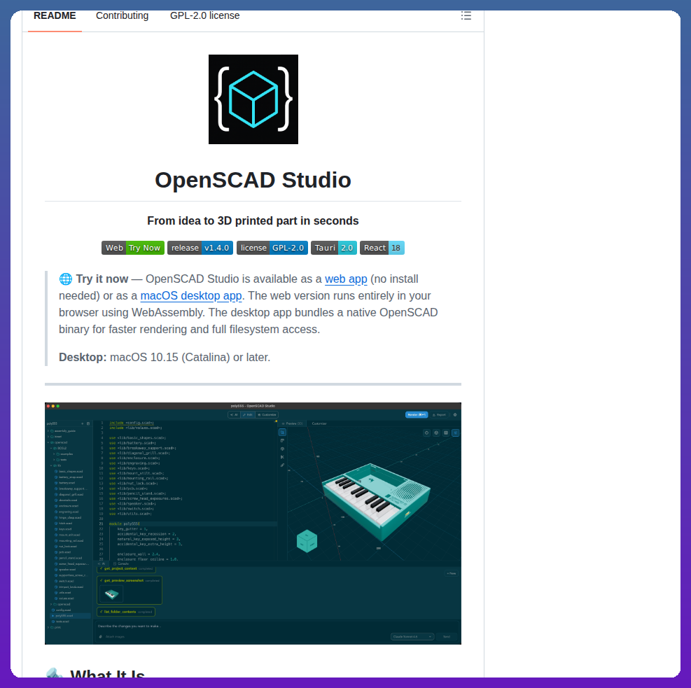 Zacharyfmarion Openscad Studio screenshot