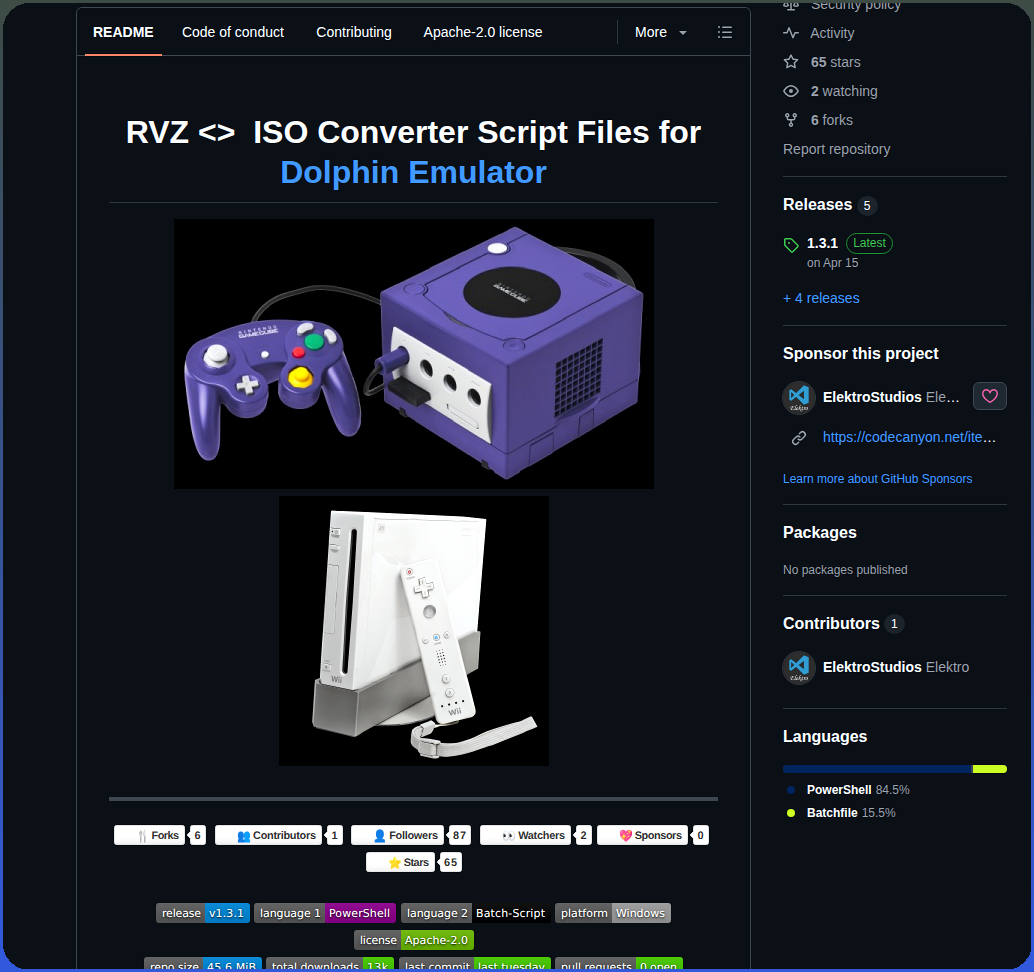 Elektrostudios Dolphin_emulator_rvz_iso_gamecube_wii_conversion_scripts screenshot