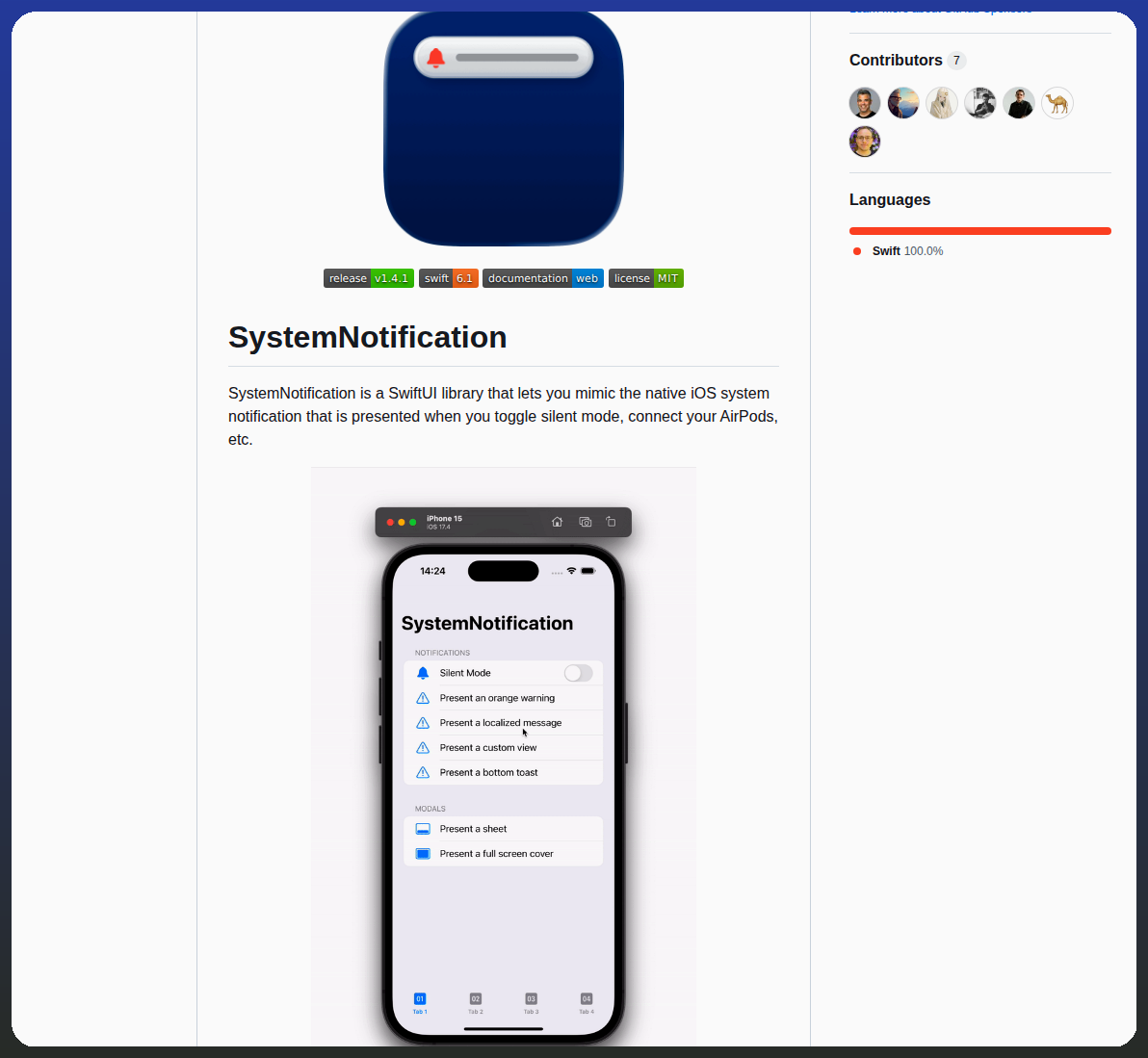 Danielsaidi Systemnotification screenshot