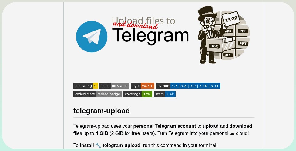Nekmo Telegram Upload screenshot