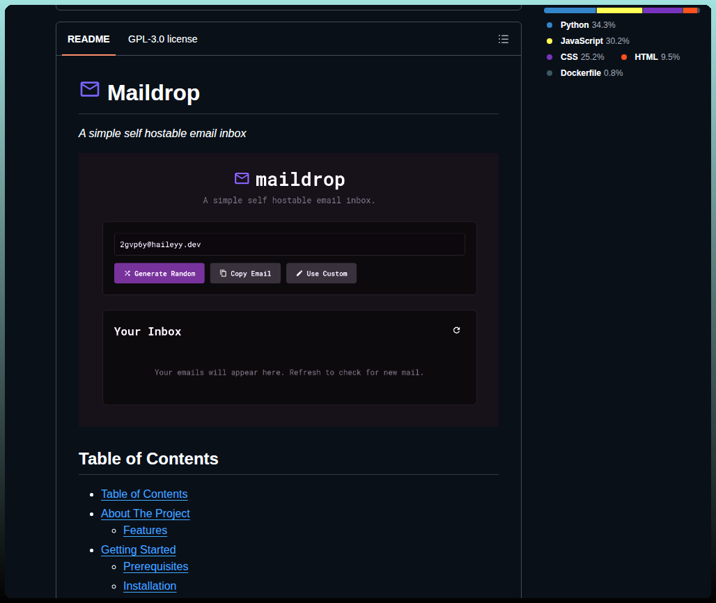 Haileyydev Maildrop screenshot