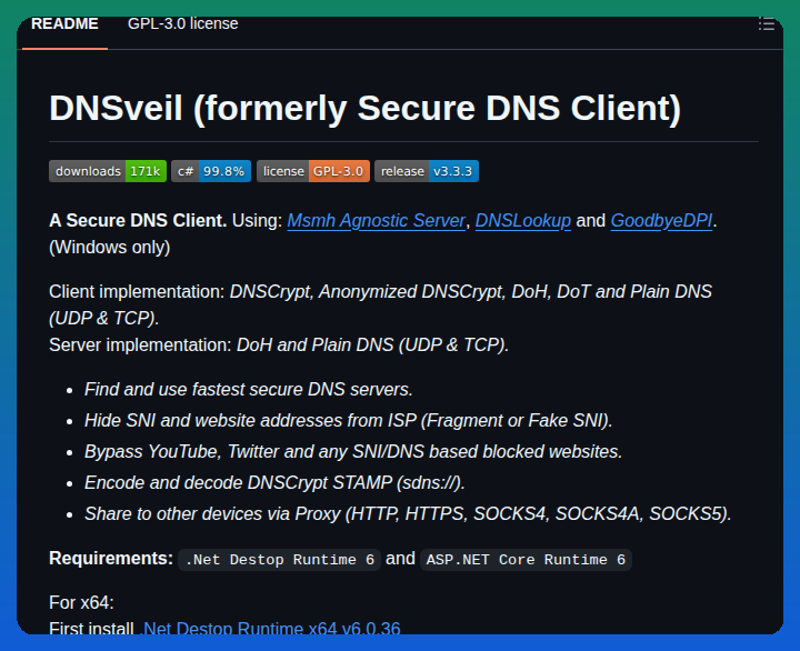 Msasanmh Dnsveil screenshot