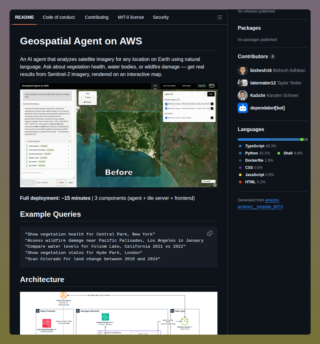 Aws Samples Sample Geospatial Agent On Aws screenshot