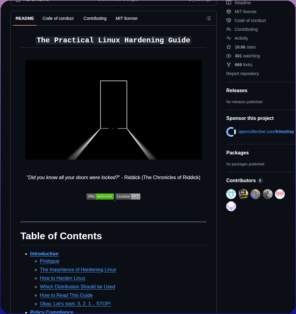 Trimstray The Practical Linux Hardening Guide screenshot