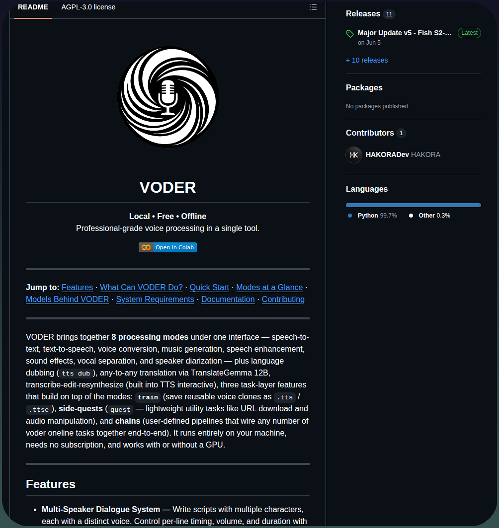 Hakoradev Voder screenshot