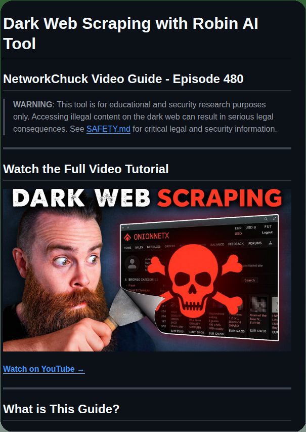 Thenetworkchuck Dark Web Scraping Guide screenshot