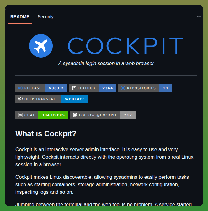 Cockpit Project Cockpit screenshot