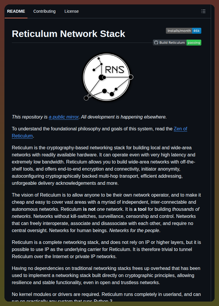 Markqvist Reticulum screenshot