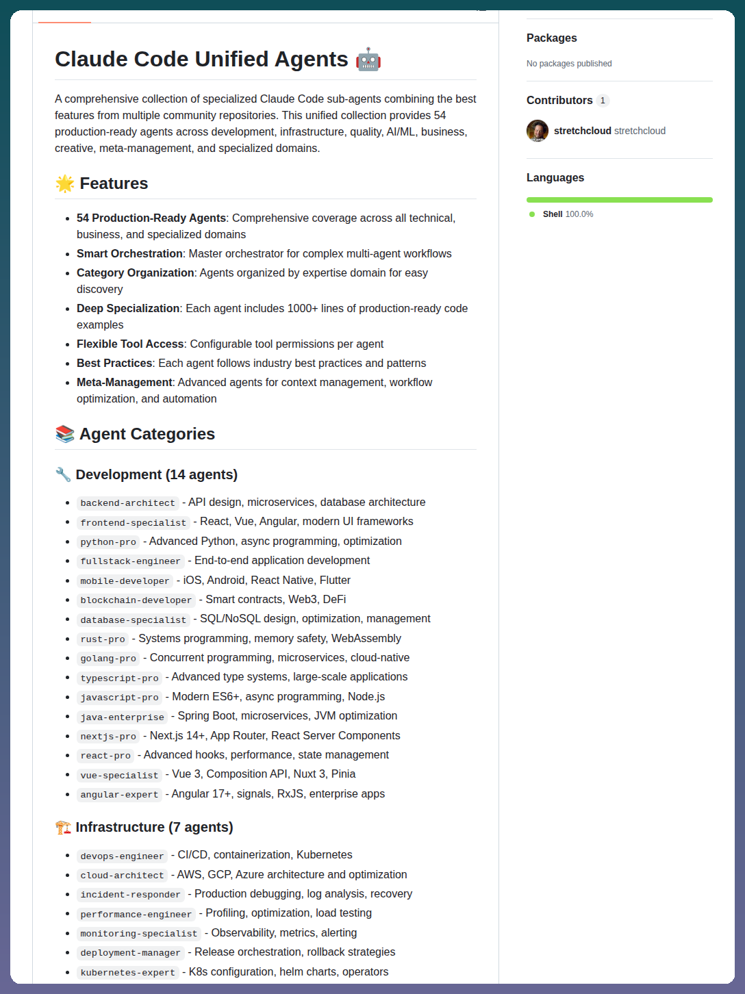 Stretchcloud Claude Code Unified Agents screenshot