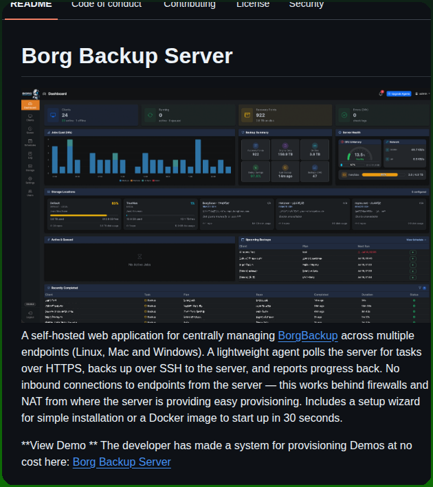 Marcpope Borgbackupserver screenshot