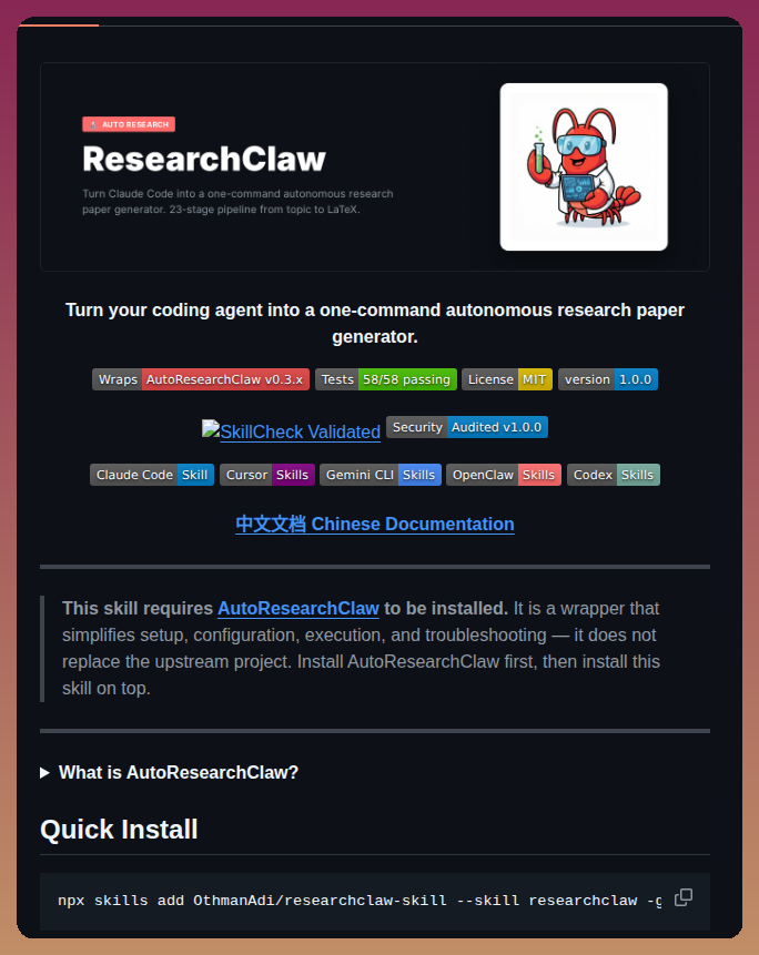 Othmanadi Researchclaw Skill screenshot