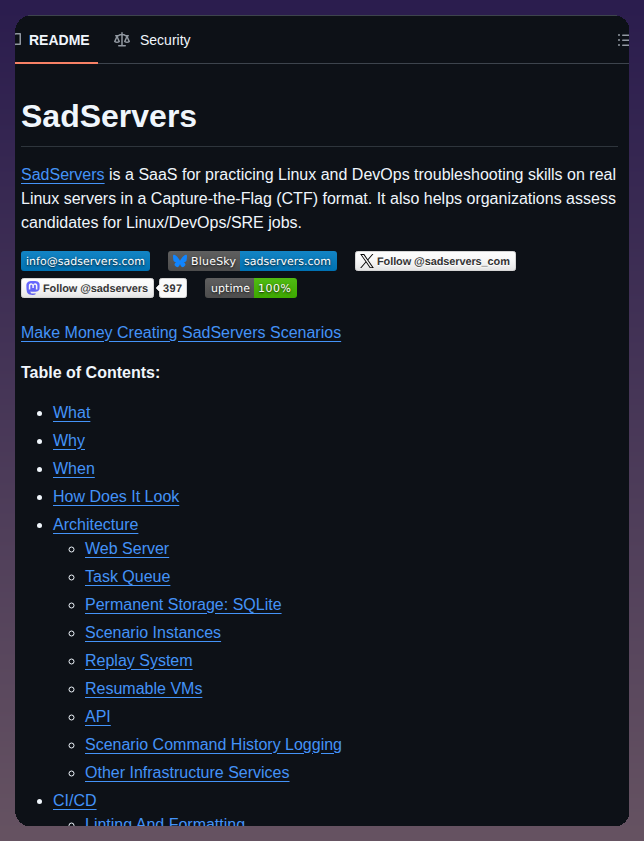 Sadservers Sadservers screenshot
