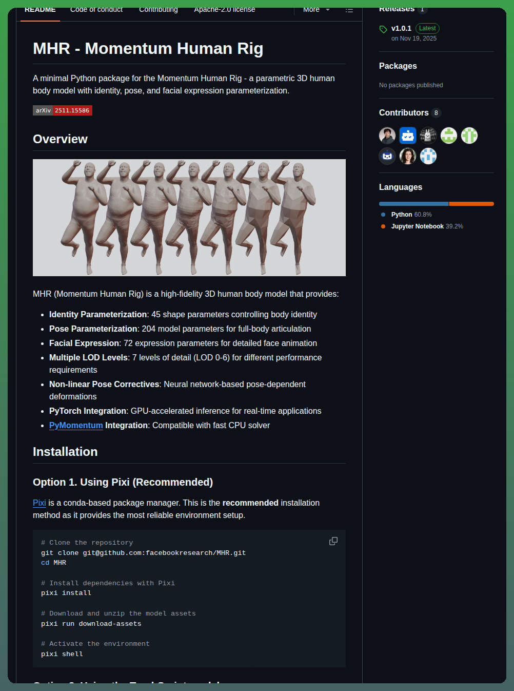 Facebookresearch Mhr screenshot