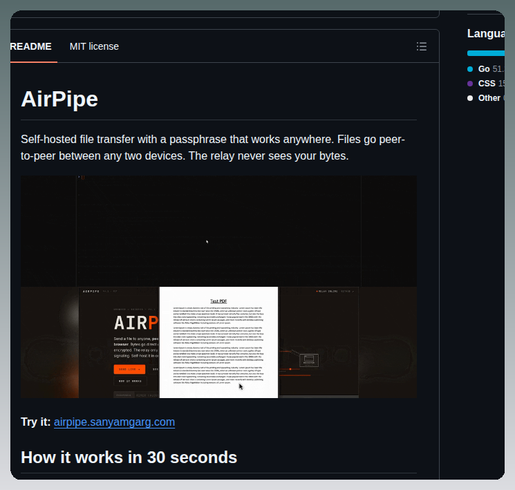 Sanyam G Airpipe screenshot