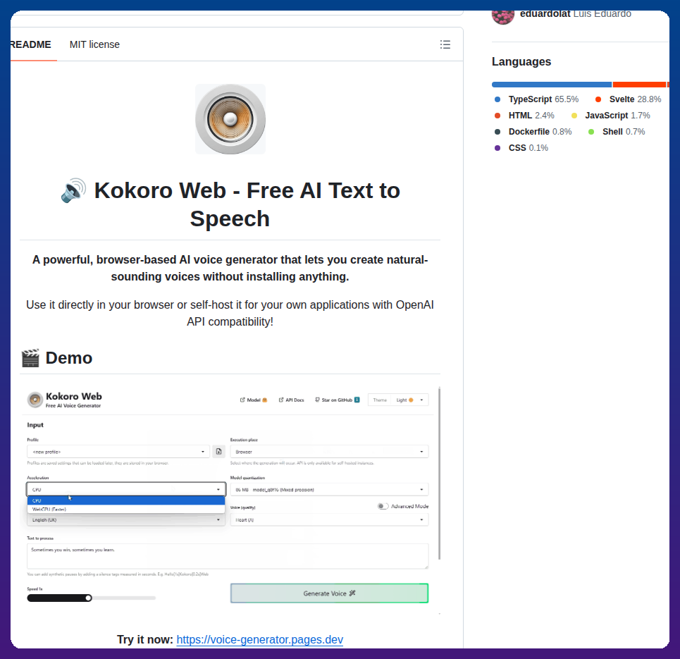 Eduardolat Kokoro Web screenshot