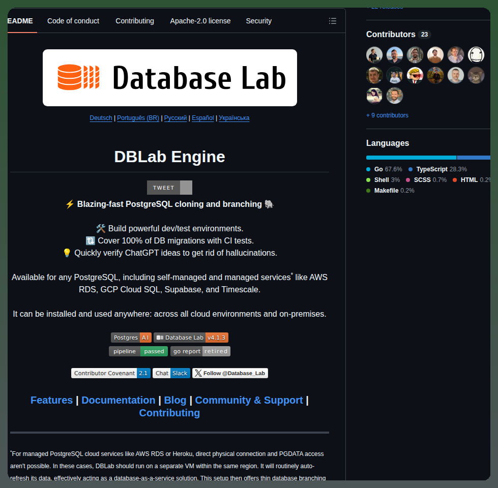 Postgres Ai Database Lab Engine screenshot