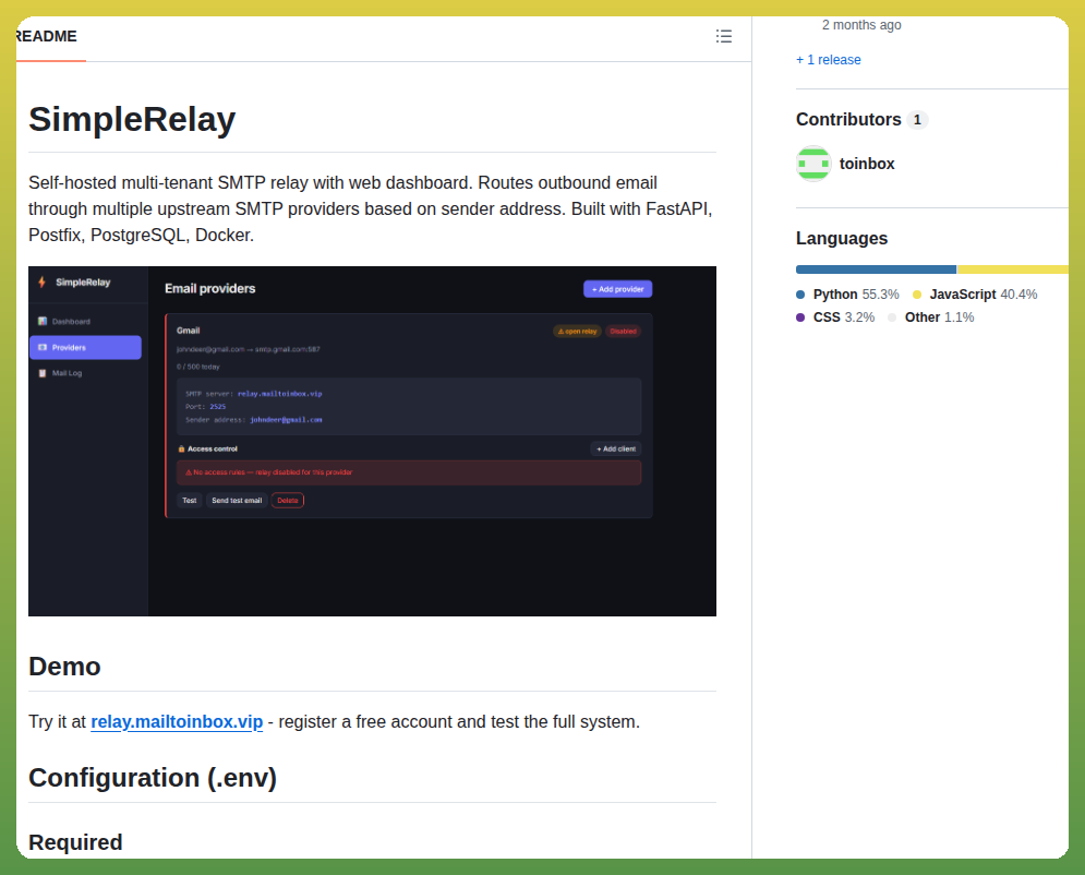 Toinbox Simplerelay screenshot