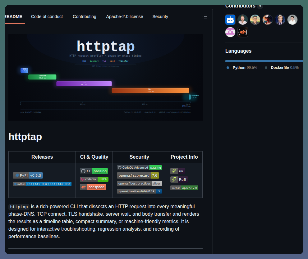Ozeranskii Httptap screenshot