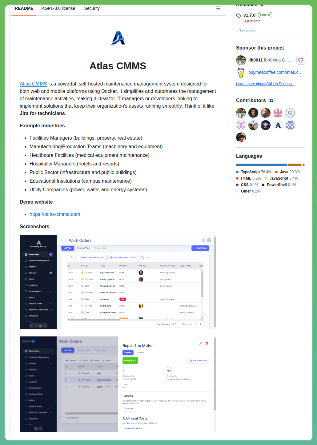 Grashjs Cmms screenshot