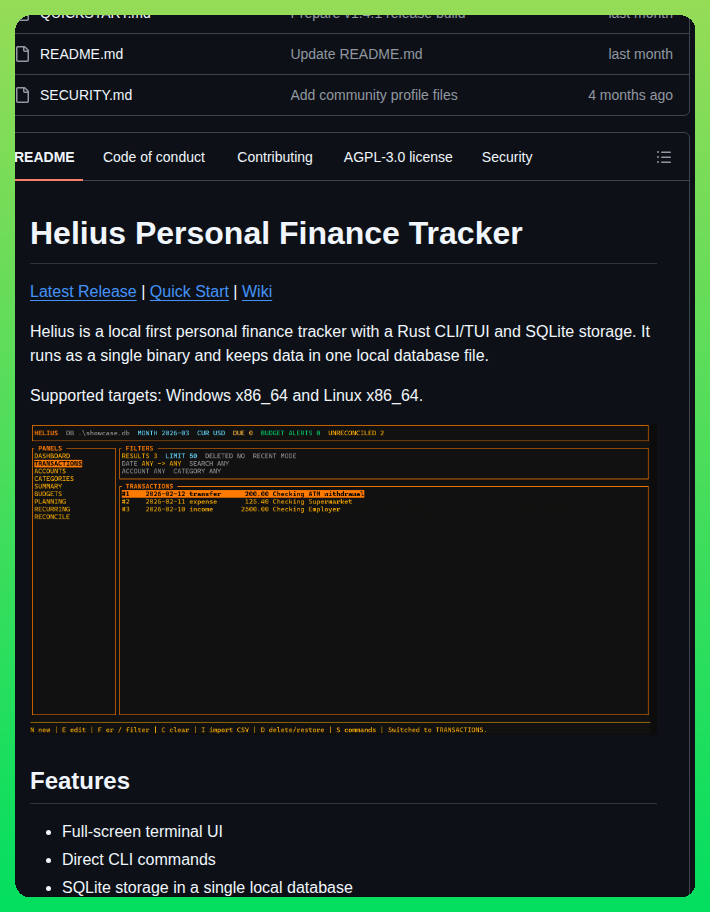 Helius Finance Helius Finance Tracker screenshot